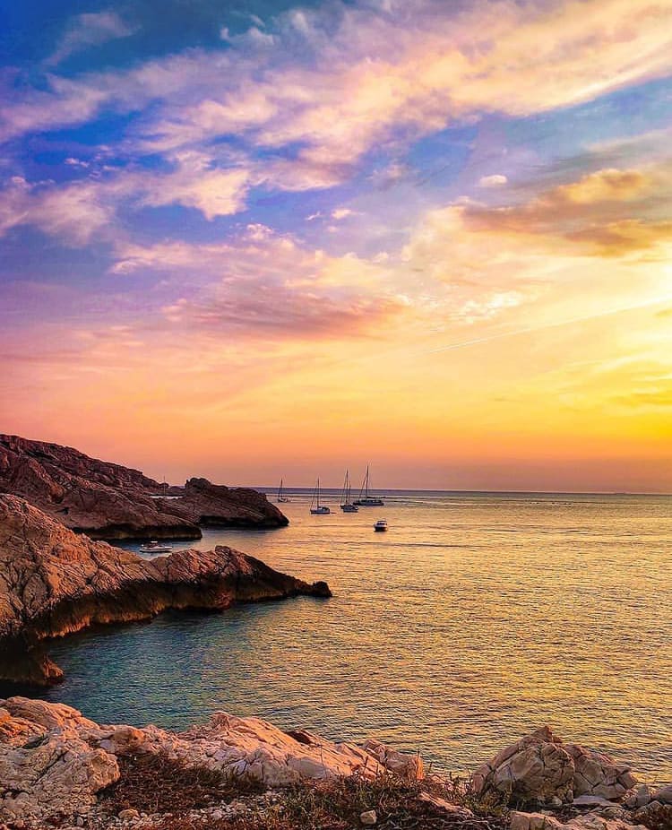 Pink and orange sunset over Iles du Frioul - The Best Islands In France